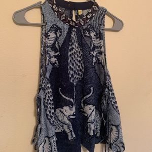 Adorable Free People elephant tank top size medium